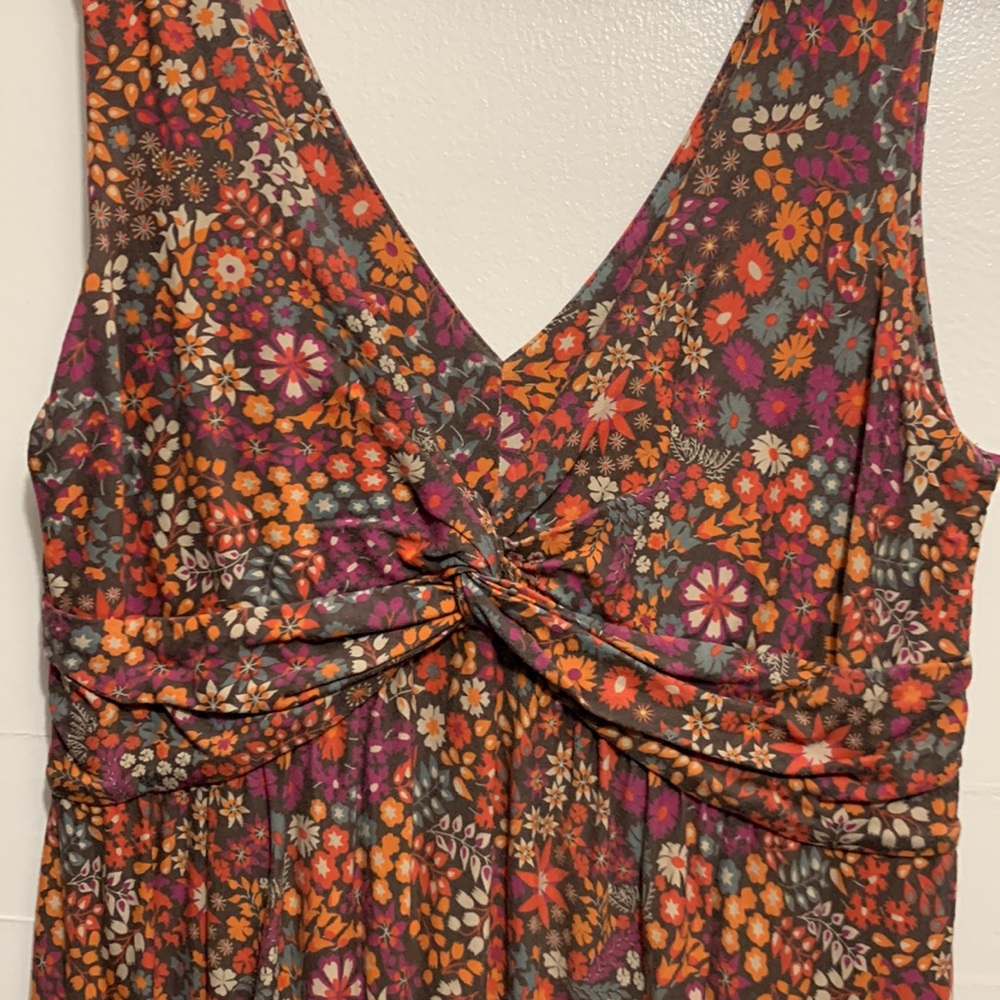 Patagonia dress, floral pattern, brown earth tones